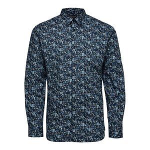 NEW SELECTED HOMME Slim Rex Vick Button Up Shirt Mens Size XXL Navy Blue Floral